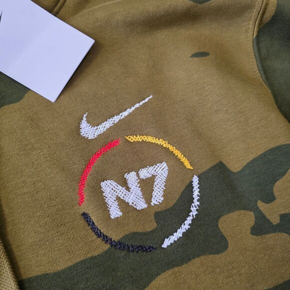 Nike Sportswear N7 Camo Fleece Hoodie Men's Small Olive Green New LE SFB4050-368 - Picture 2 of 8